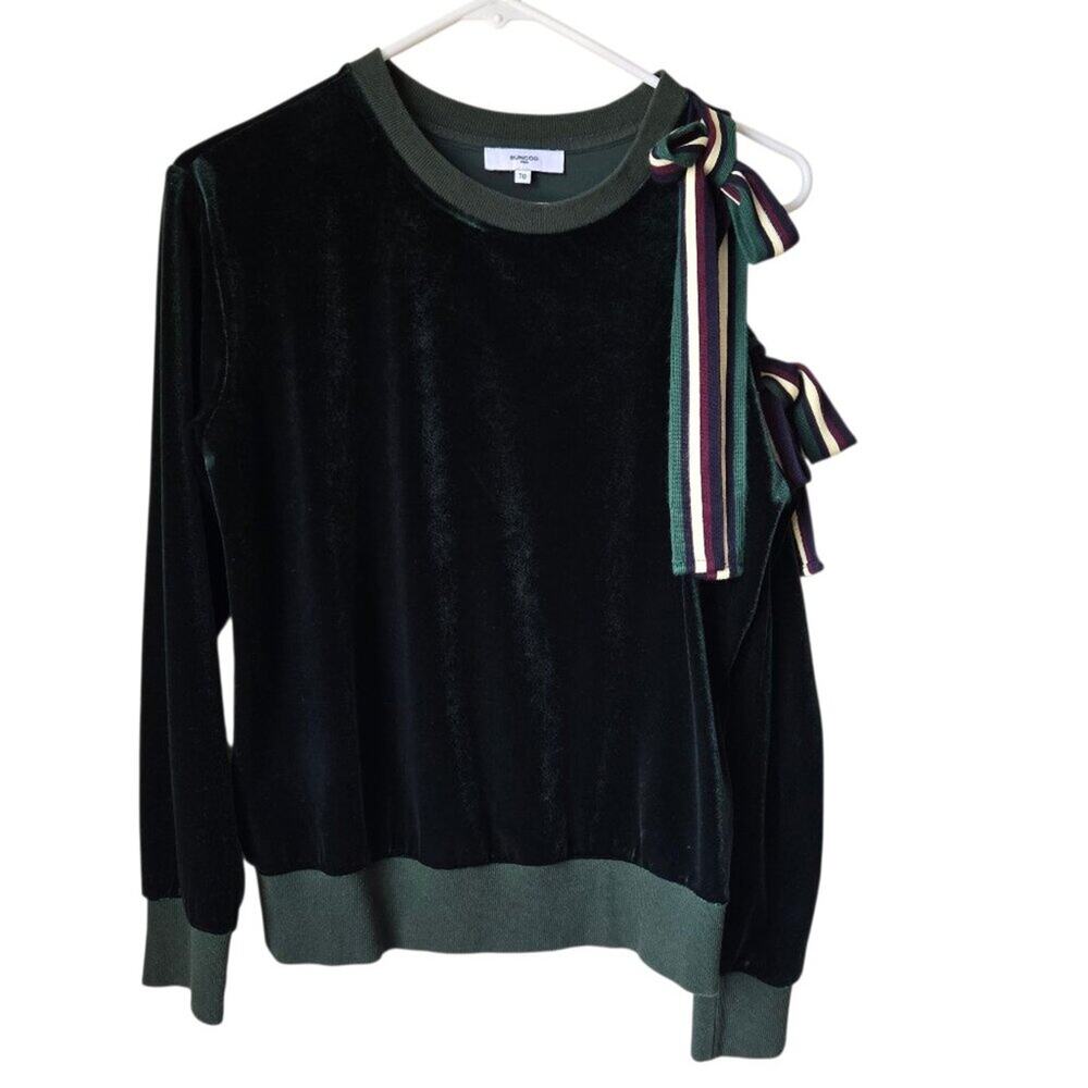 Suncoo Serge Sweat Satire Asymetrical Velour Sweater Size XS